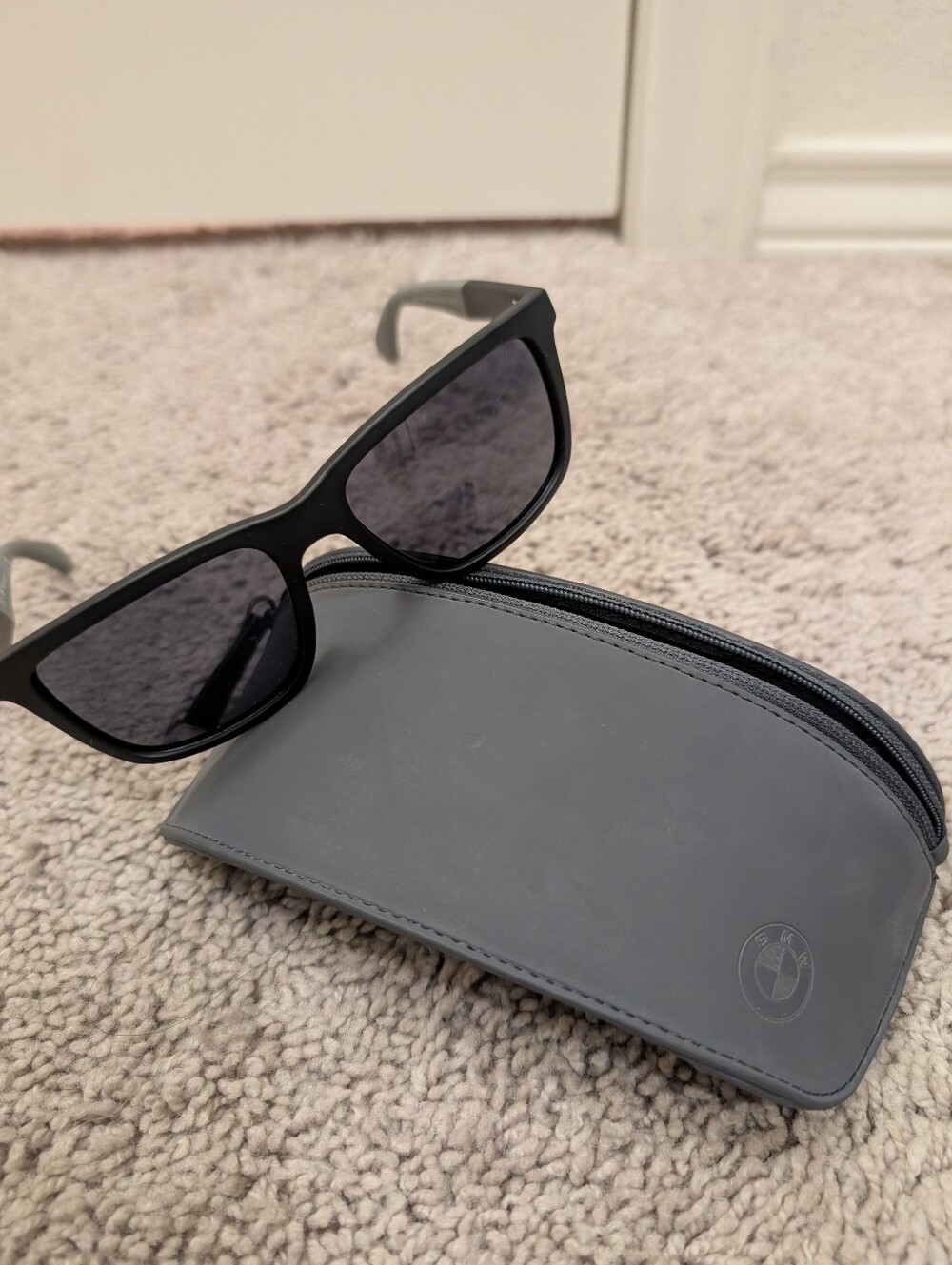 BMW Motorsport Matte Black W/Gray Polarized Sunglasses w/ BMW Zip Case